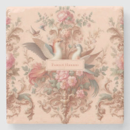 Roze Barok Rococo Bloem Morris Stenen Onderzetter