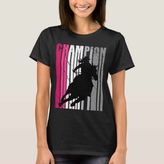Roze Barrel Racing Champion Southern Womens Boerde T-shirt (Voorkant)