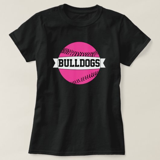 Roze Baseball/Softball Team & Player-naam & -numme T-shirt (Design voorkant)
