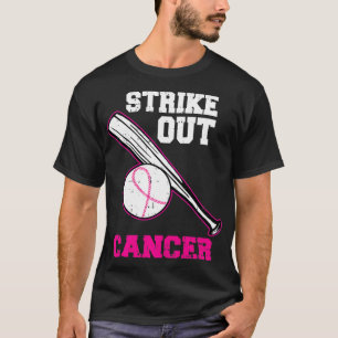 Roze Baseball Strike Out Cool Breast Cancer Awaren T-shirt