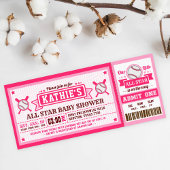 Roze Baseball Ticket Pass Baby shower Uitnodiging