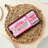 Roze Baseball Ticket Pass Baby shower Uitnodiging