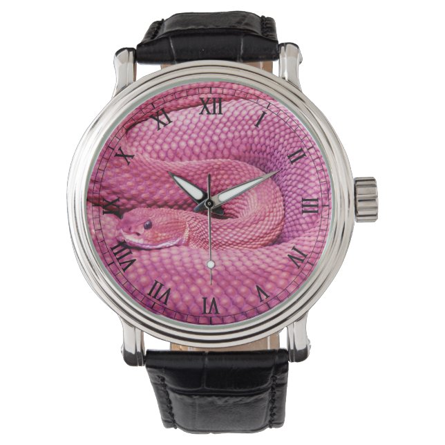 Roze Basilisk Rattlesnake Horloge (Voorkant)