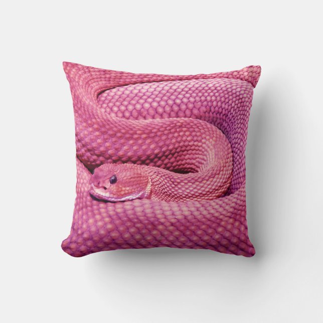 Roze Basilisk Rattlesnake Kussen (Voorkant)