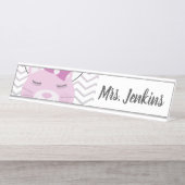 Roze basisdocenten Desk Name Bord Bureau Naambordje (Voorkant)