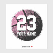 Roze basketbal aangepaste jersey nummer vinyl sticker (Vel)