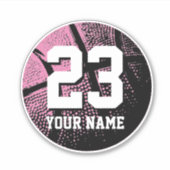Roze basketbal aangepaste jersey nummer vinyl sticker (Voorkant)