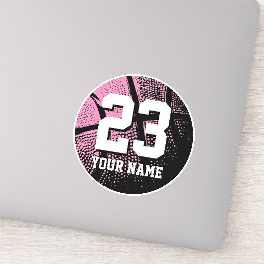 Roze basketbal aangepaste jersey nummer vinyl sticker (Detail)