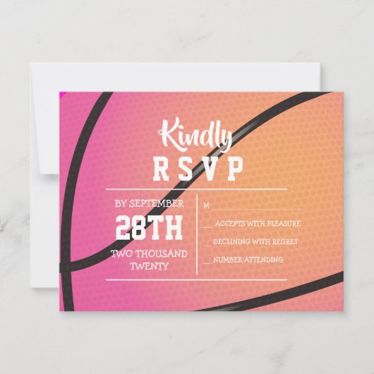 ROZE BASKETBAL Bat Mitzvah Uitnodiging (Voorkant)