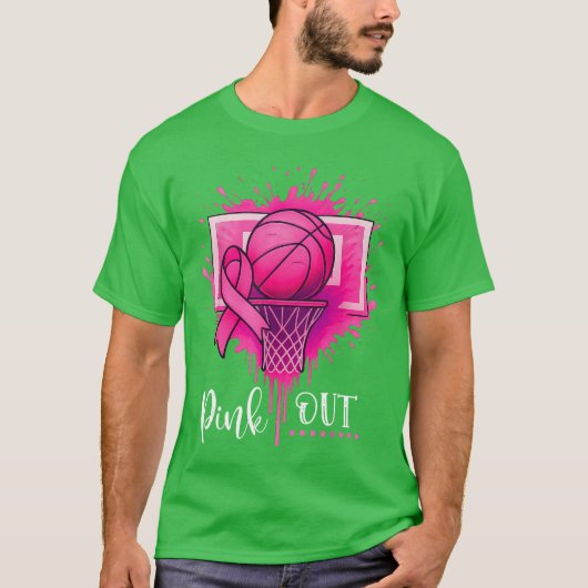 Roze basketbal borstkanker bewustzijn geschenk f t-shirt (Voorkant)