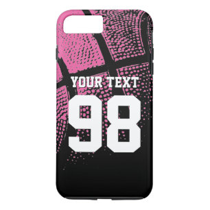 Roze basketbal custom sportsshirt nummer naam iPhone 8/7 plus hoesje