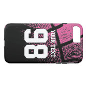 Roze basketbal custom sportsshirt nummer naam Case-Mate iPhone case (Achterkant (Horizontaal))