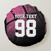 Roze basketbal gooiende kussen met jersey nummer (Achterkant)