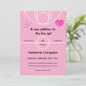 Roze Basketbal Meisje Baby Shower Uitnodiging (Staand voorkant)