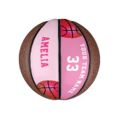 Roze Basketbal Meisje Speler Naam Team Nummer (Verticaal)