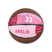 Roze Basketbal Meisje Speler Naam Team Nummer (Voorkant)