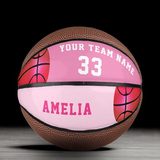 Roze Basketbal Meisje Speler Naam Team Nummer