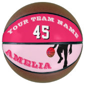 Roze basketbal met teamnaam en nummer (Voorkant)