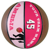 Roze basketbal met teamnaam en nummer (Verticaal)