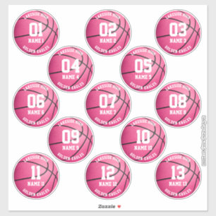 roze basketbal op maat 3-inch stickers