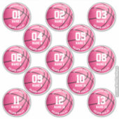 roze basketbal op maat 3-inch stickers (Voorkant)