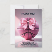 Roze Basketbal Ribbon Bow Ball Baby shower Bedankkaart (Voorkant)