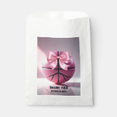 Roze Basketbal Ribbon Bow Ball Baby shower Bedankzakje (Voorkant)