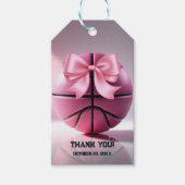 Roze Basketbal Ribbon Bow Ball Baby shower Cadeaulabel (Voorkant)