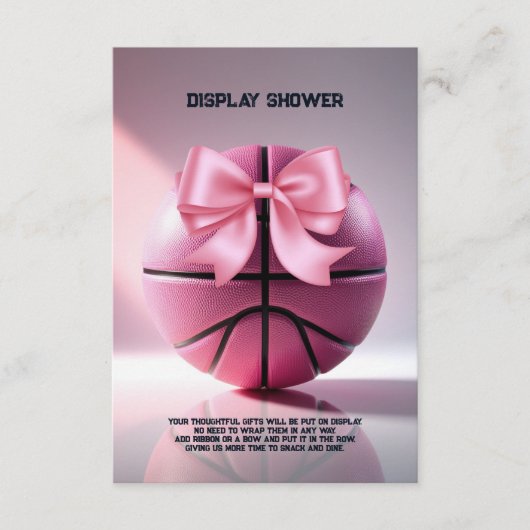 Roze Basketbal Ribbon Bow Ball Baby shower Informatiekaartje (Voorkant)