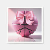 Roze Basketbal Ribbon Bow Ball Baby shower Servet (Voorkant)