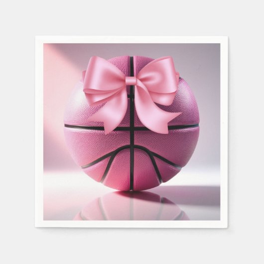 Roze Basketbal Ribbon Bow Ball Baby shower Servet (Voorkant)