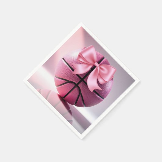 Roze Basketbal Ribbon Bow Ball Baby shower Servet (Hoek)