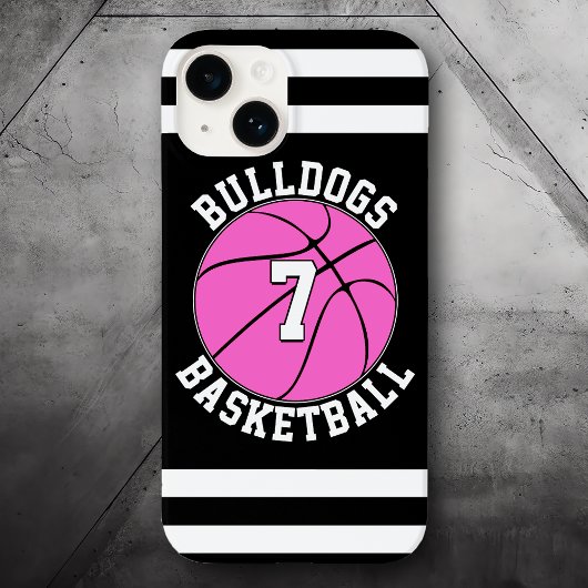 Roze Basketbal Team Naam Speler Nummer Custom Case-Mate iPhone Case