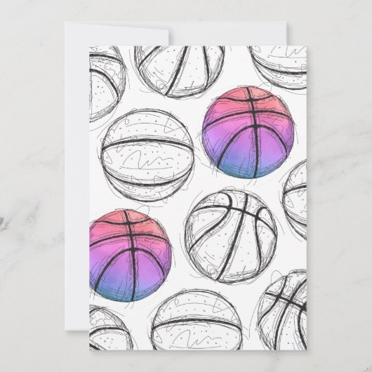 Roze Basketbal Verjaardag Uitnodiging (Achterkant)