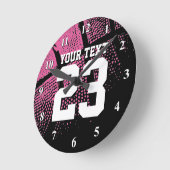 Roze basketbalklok met jersey-nummer ronde klok (Hoek)