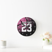 Roze basketbalklok met jersey-nummer ronde klok (Huis)