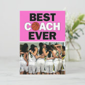 Roze Basketball Coach Best ooit Custom Phot Bedankkaart (Staand voorkant)