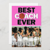 Roze Basketball Coach Best ooit Custom Phot Bedankkaart (Voorkant / Achterkant)