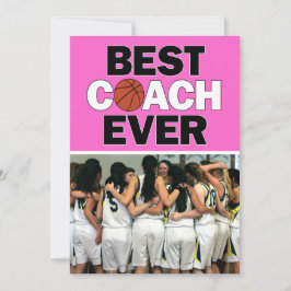 Roze Basketball Coach Best ooit Custom Phot Bedankkaart