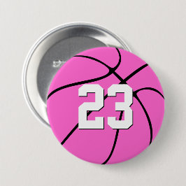 Roze Basketball Custom Jersey Number/Letters Sport Ronde Button 7,6 Cm