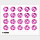 Roze Basketball Custom Number of Letters Sports Ronde Sticker (Vel)