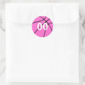 Roze Basketball Custom Number of Letters Sports Ronde Sticker (Tas)