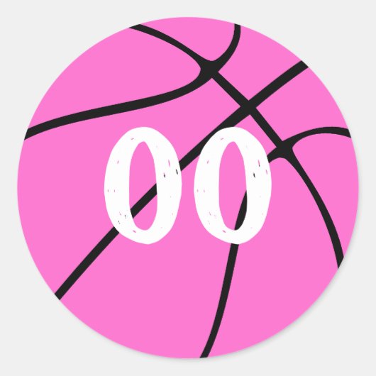 Roze Basketball Custom Number of Letters Sports Ronde Sticker (Voorkant)