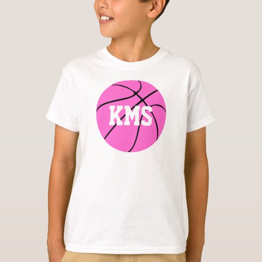 Roze Basketball Custom School Letters/Number Sport T-shirt (Voorkant)