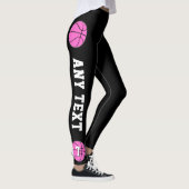 Roze Basketball Custom Team Name and Player Number Leggings (Rechts)