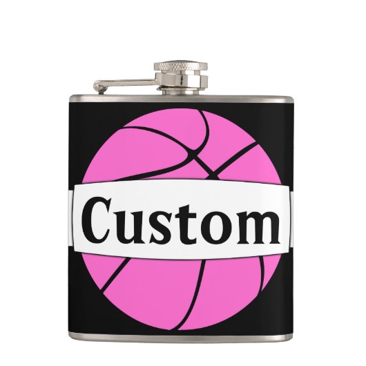 Roze Basketball Custom Team of Player Name Sports Heupfles (Voorkant)