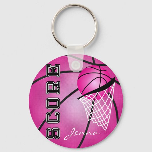 Roze Basketball | DIY-naam Sleutelhanger (Voorkant)