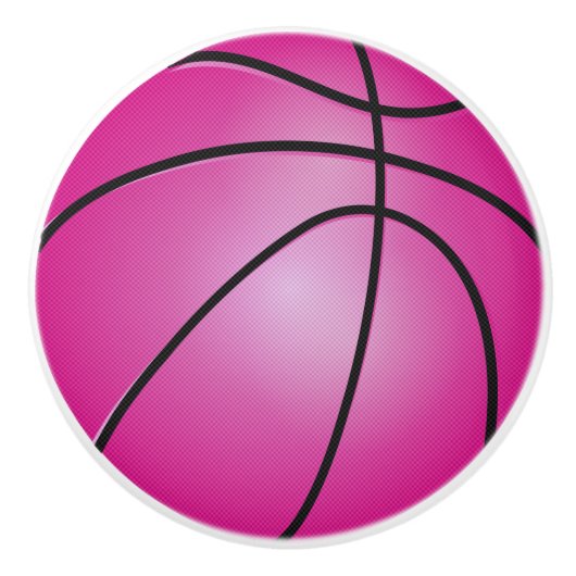 Roze Basketball Keramische Knop (Voorkant)
