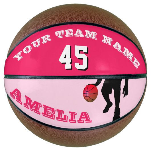 Roze Basketball met teamnaam Basketbal (Voorkant)
