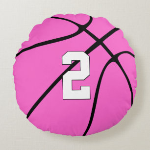 Roze Basketball Player Custom Jersey Number Sports Rond Kussen